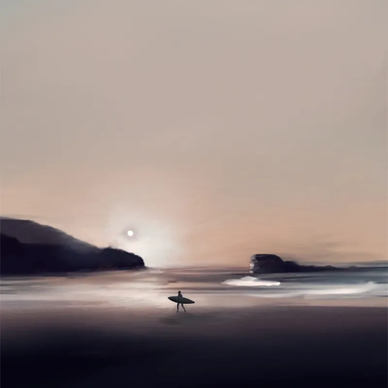 Silhouette Surf Sunset